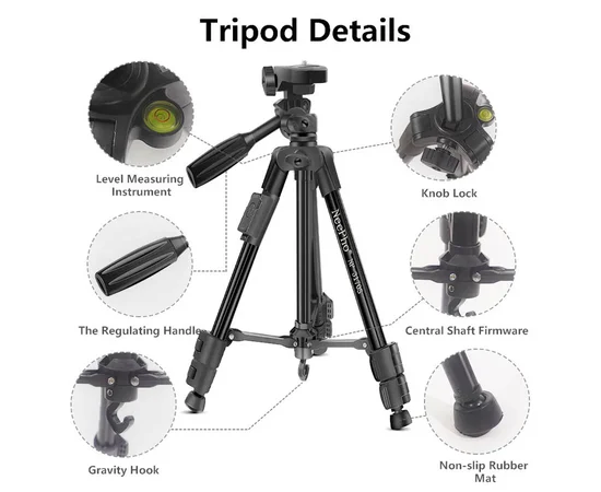 Штатив NeePho NP-3170S (не съемная площадка+держатель/BT-пульт/40-105см) Black