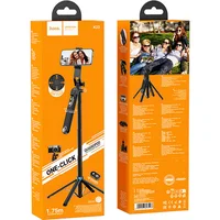 Монопод для селфі Hoco K22 Anti-shake з триногами + знімний BT пульт Black