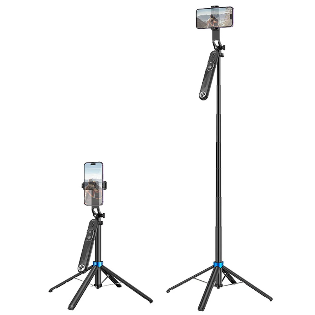 Монопод для селфі Hoco K22 Anti-shake з триногами + знімний BT пульт Black