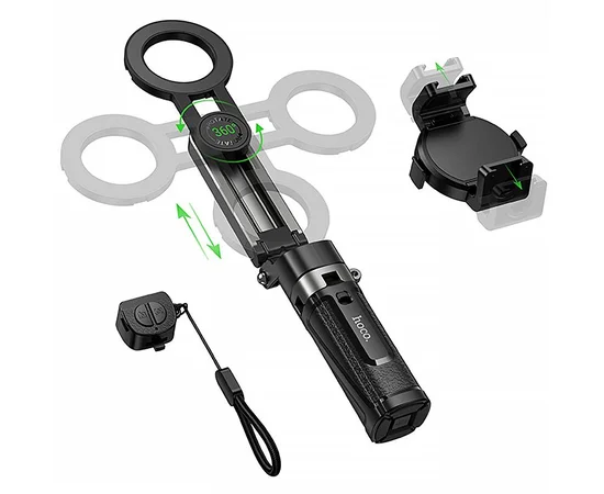 Монопод для селфі Hoco K27 Pro Magnetic Clamp 2in1 Black