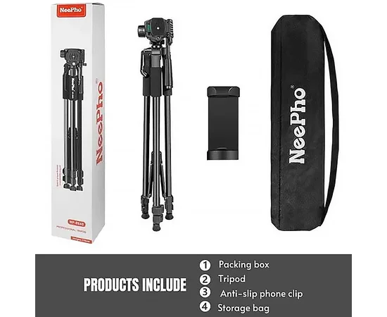 Штатив NeePho NP-8840 для съемки 66-170см с разборным держателем в чехле Black