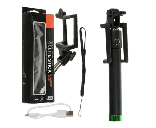 Телескопический Locust S018 монопод для селфи (Bluetooth) (20см - 100см) Зеленый