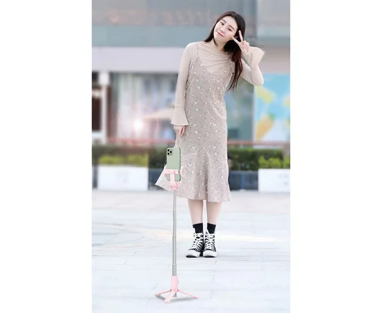 Монопод Baseus Fully Folding Bluetooth Розовый