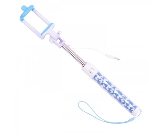 Телескопический монопод S015 для селфи (кабель 3,5) Голубой