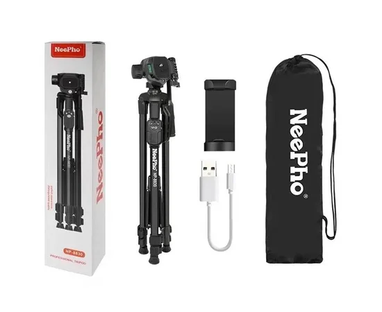 Штатив NeePho NP-8830 для съемки 54-155см с разборным держателем в чехле+пульт Black