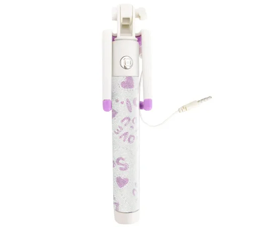 Телескопический монопод S015 для селфи (кабель 3,5) Белый / Love You