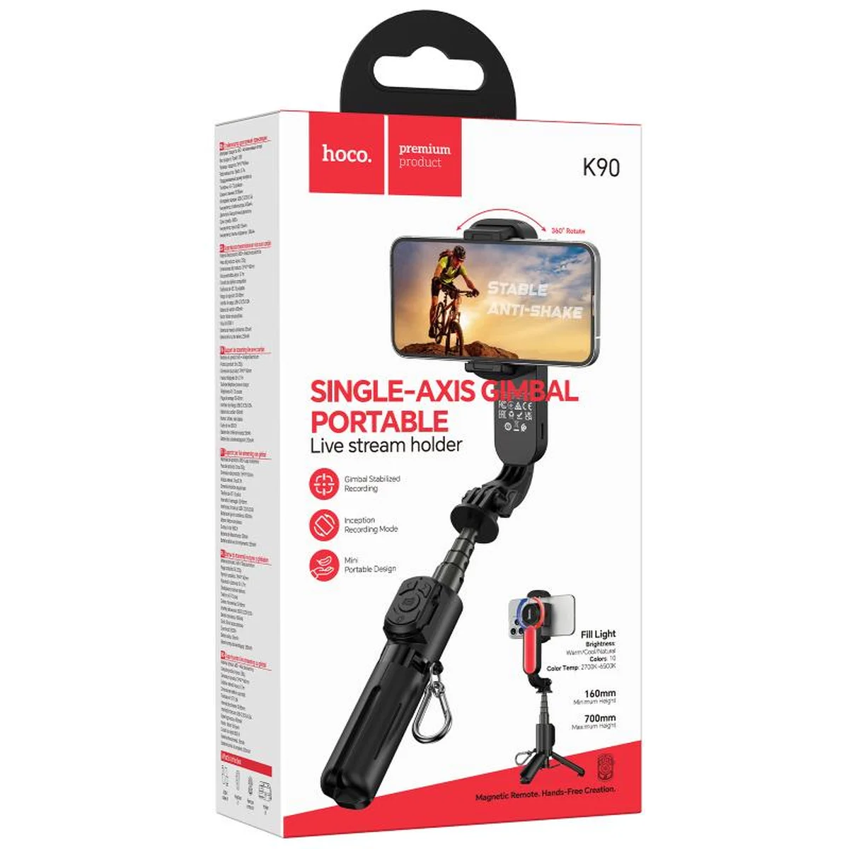 Монопод для селфі Hoco K90 Support axis smart+light Black