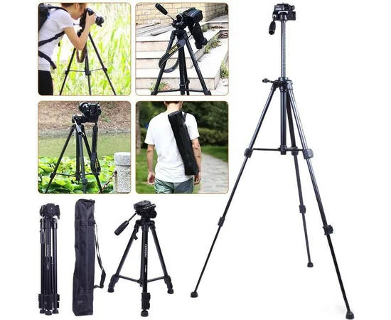 Штатив NeePho NP-8830 для зйомки 54-155см з розбірним тримачем у чохлі+пульт Black