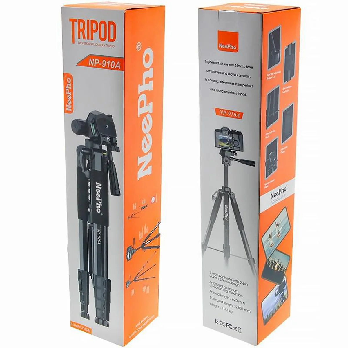 Штатив NeePho NP-910A для съемки 57-210см с разборным держателем в чехле Black