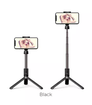 Монопод для Селфі Hoco K11 з триногою + знімний BT пульт Чорний