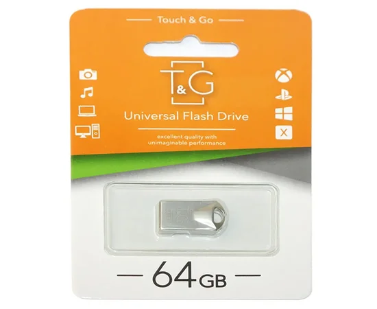 Флеш-драйв USB Flash Drive T&G 106 Metal Series 64GB Серебряный