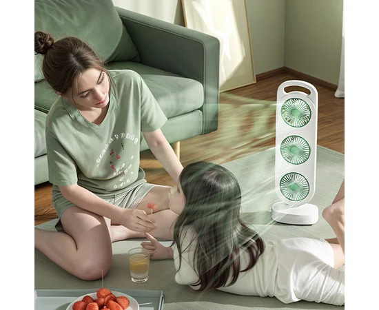 Настольный вентилятор Three Head Fan 1200 mAh Green