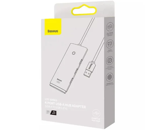 Переходник HUB Baseus Lite Series 4in1 (USB-A to USB3.0*4) (0.25m) (WKQX03) White