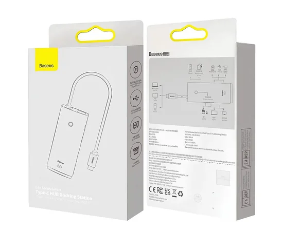 Перехідник HUB Baseus Lite Series 6in1 (Type-C to HDMI+2xUSB3.0+Type-C Data+SD/TF) (WKQX050001) Black