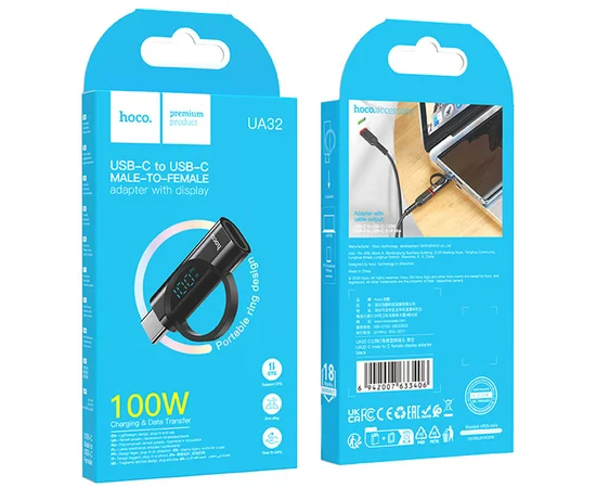 Перехідник Hoco UA32 Type-C male to Type-C female display adapter Black