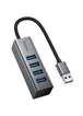 Переходник HUB Hoco HB1B 4in1 (USB to 4xUSB 3.0) (1m) Metal gray