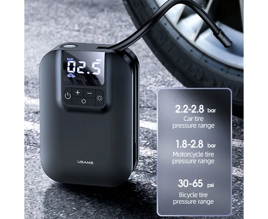 Портативный автокомпрессор для шин Usams US-ZB215 Mini Car 5000 mAh Черный