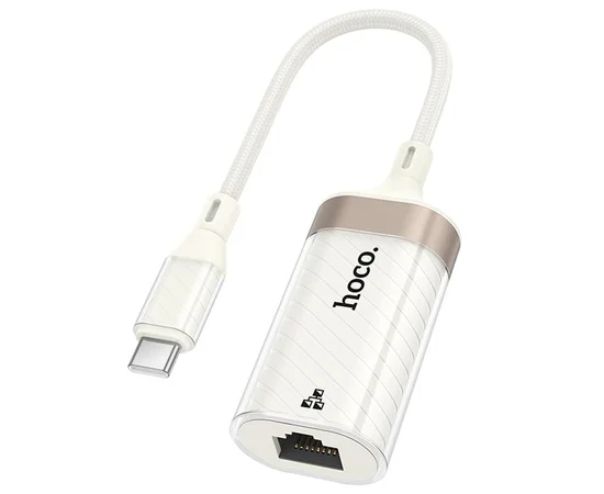 Переходник Hoco UA41B Crystal Type-C to RJ45 100 Mbs (0.15m) Apricot