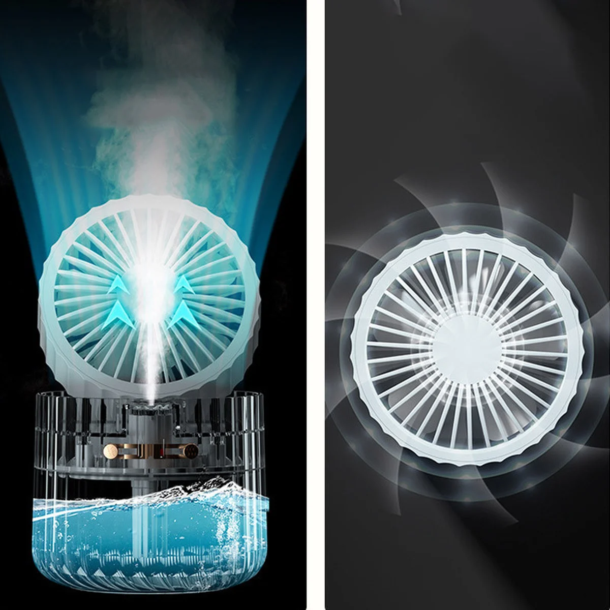 Настільний вентилятор Rapid Cooling 3in1 з водяним охолодженням та підсвічуванням 1200 mAh Green