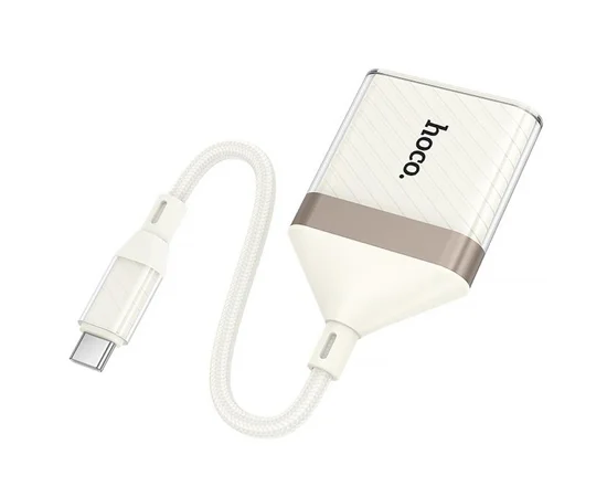 Переходник Hoco UA40A Crystal 2in1 Type-C to SD/TF (0.15m) Apricot