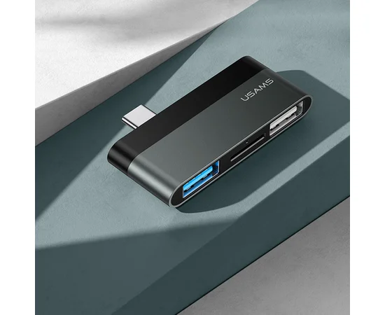 Переходник HUB Usams US-SJ463 Type-C Mini Hub (2USB + Micro SD) Серый