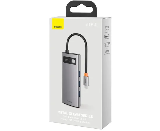 Перехідник HUB Baseus Metal Gleam Series 5-in-1 Type-C (CAHUB-CX) Gray