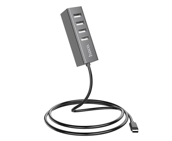 Переходник HUB Hoco HB1 USB 4 port (1m) Стальной