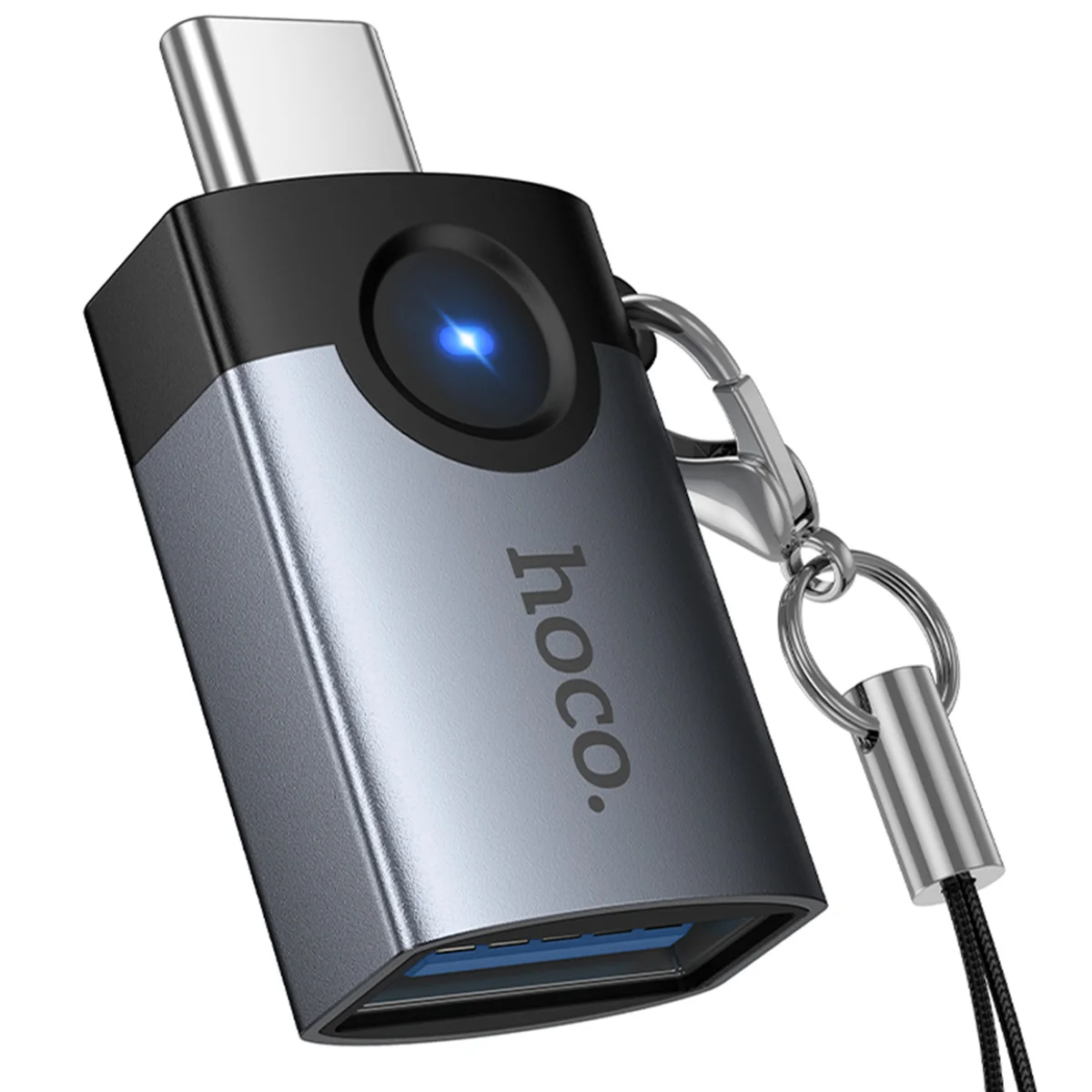 Переходник Hoco UA46C Type-C Male to USB Female USB3.0 Metal gray