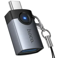 Переходник Hoco UA46C Type-C Male to USB Female USB3.0 Metal gray