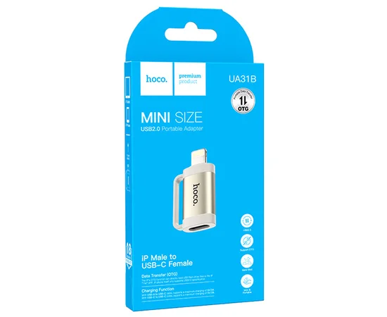 Переходник Hoco UA31B OTG Lightning male to Type-C female Gray