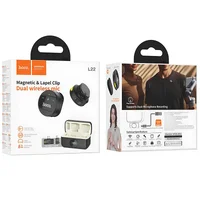 Петличный беспроводной микрофон Hoco L22 Bright 2in1 (Lightning/Type-C) Black