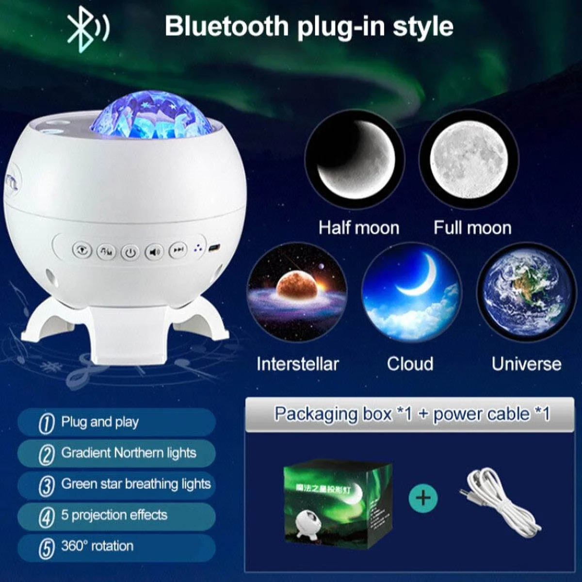 Проектор-ночник Magic Star E12B 2400 mAh White