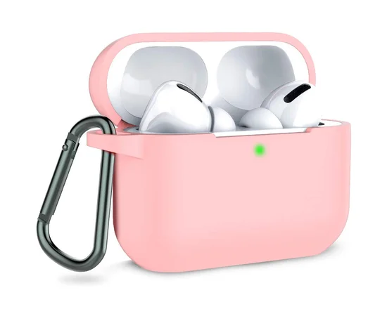 Силиконовый футляр с карабином для наушников AirPods Pro Розовый / Pink