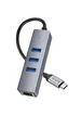 Переходник HUB Hoco HB34 Easy link Type-C Gigabit network adapter (Type-C to USB3.0*3+RJ45) Metal gray