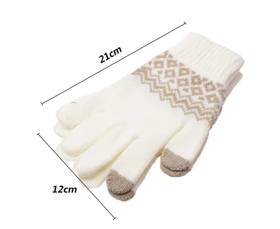 Перчатки сенсорные SHOU с узором Белый