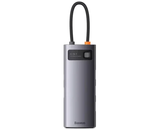 Переходник HUB Baseus Metal Gleam Series 6-in-1 Multifunctional Type-C (WKWG080013) Gray