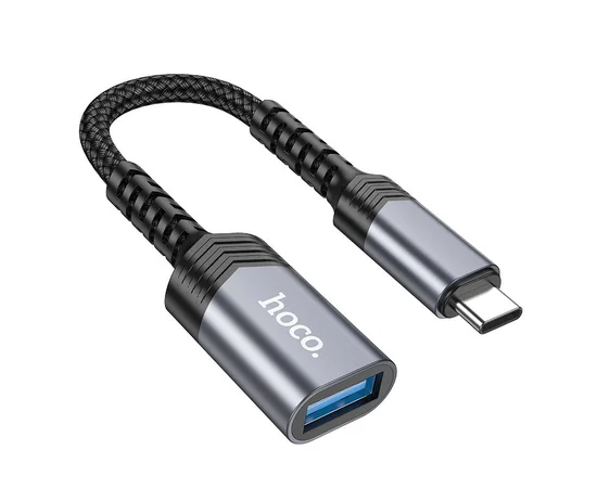 Переходник Hoco UA24 Type-C male to USB female 3.0 Metal gray