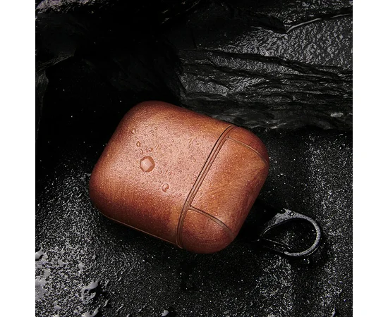 Кожаный футляр Leather series для наушников AirPods Светло-коричневый