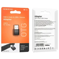 Переходник Borofone BV18 USB male to Type-C female USB2.0 Black