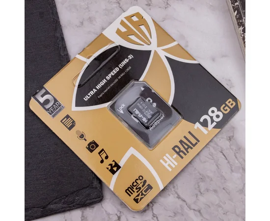 Карта памяти Hi-Rali microSDXC (UHS-3) 128 GB Card Class 10 с адаптером Черный