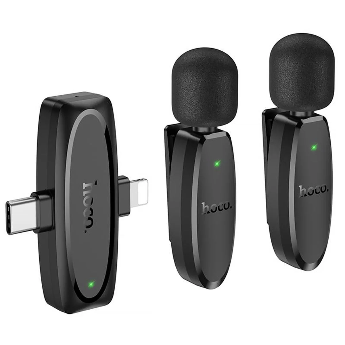 Петличный беспроводной микрофон Hoco L15 Dual-mic clip-on wireless digital (Lightning/Type-C) Black