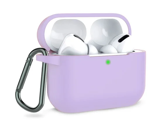 Силіконовий футляр з карабіном для навушників AirPods Pro Бузковий / Dasheen