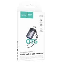 Переходник Hoco UA46C Type-C Male to USB Female USB3.0 Metal gray