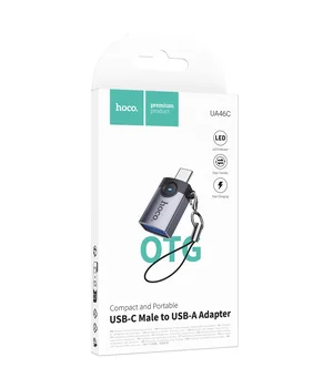 Перехідник Hoco UA46C Type-C Male to USB Female USB3.0 Metal gray