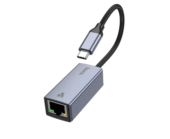 Интернет адаптер Hoco UA37 1000 Mbps (Type-C to RJ45) Metal gray