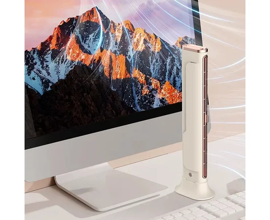 Настільний вентилятор F3 Tower Fan 3 speeds with battery 1200 mAh Biege
