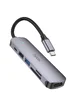 Переходник Hoco HB28 Multi-function 6in1 (Type-C to HDTV+USB3.0+USB2.0+SD+TF+PD) Metal gray