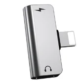 Перехідник Hoco LS24 Lightning to lightning audio / lightning Сталевий
