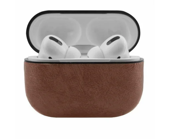 Кожаный футляр Leather series для наушников AirPods Pro Светло-коричневый