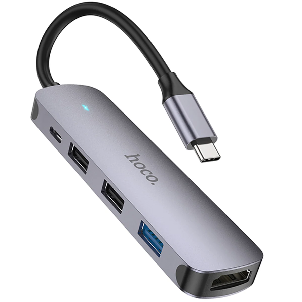 Переходник HUB Hoco HB27 10-Port (Type-C to HDTV+USB3.0+PD+2xUSB2.0) Metal gray